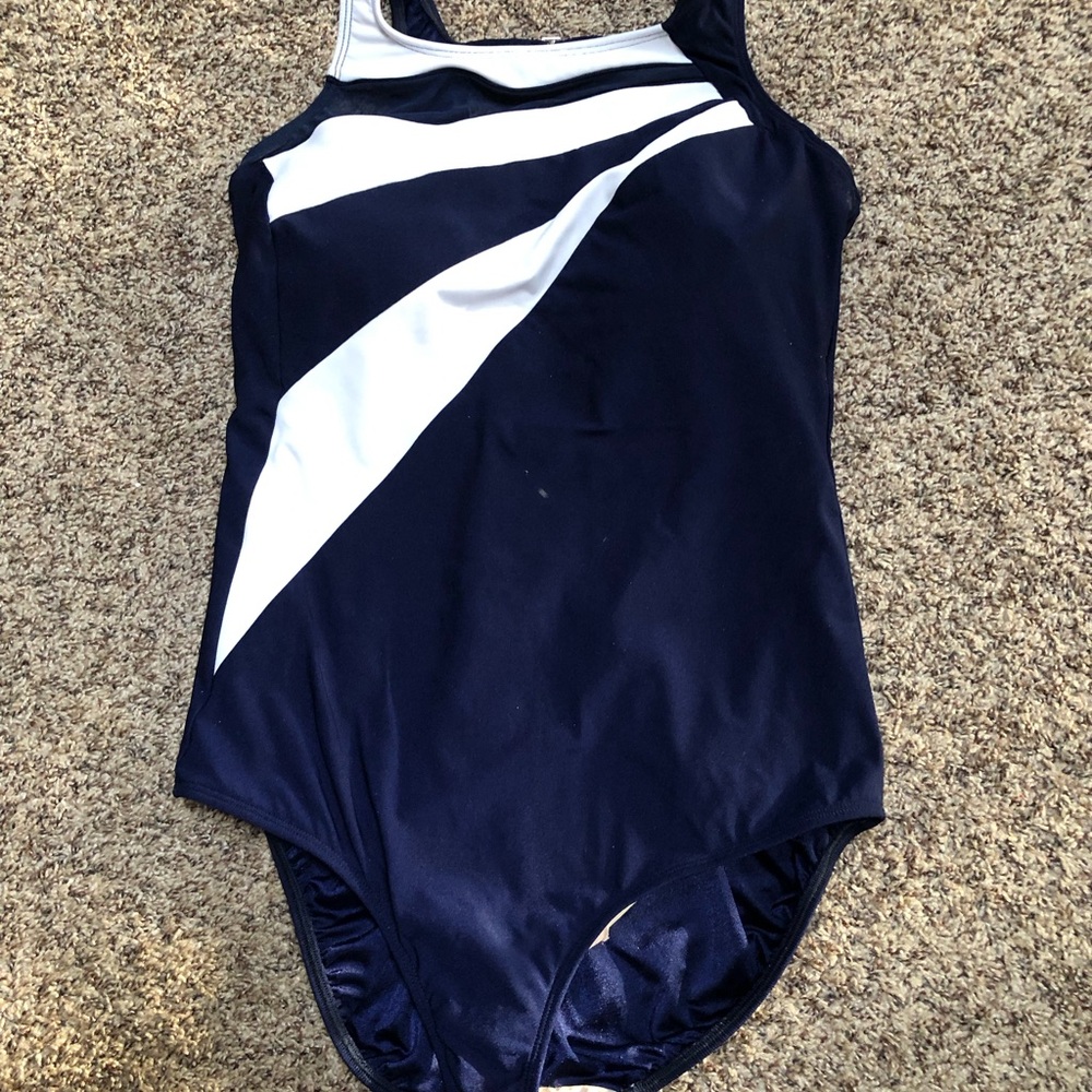 Delta Burke Navy and White Swimsuit Plus Size